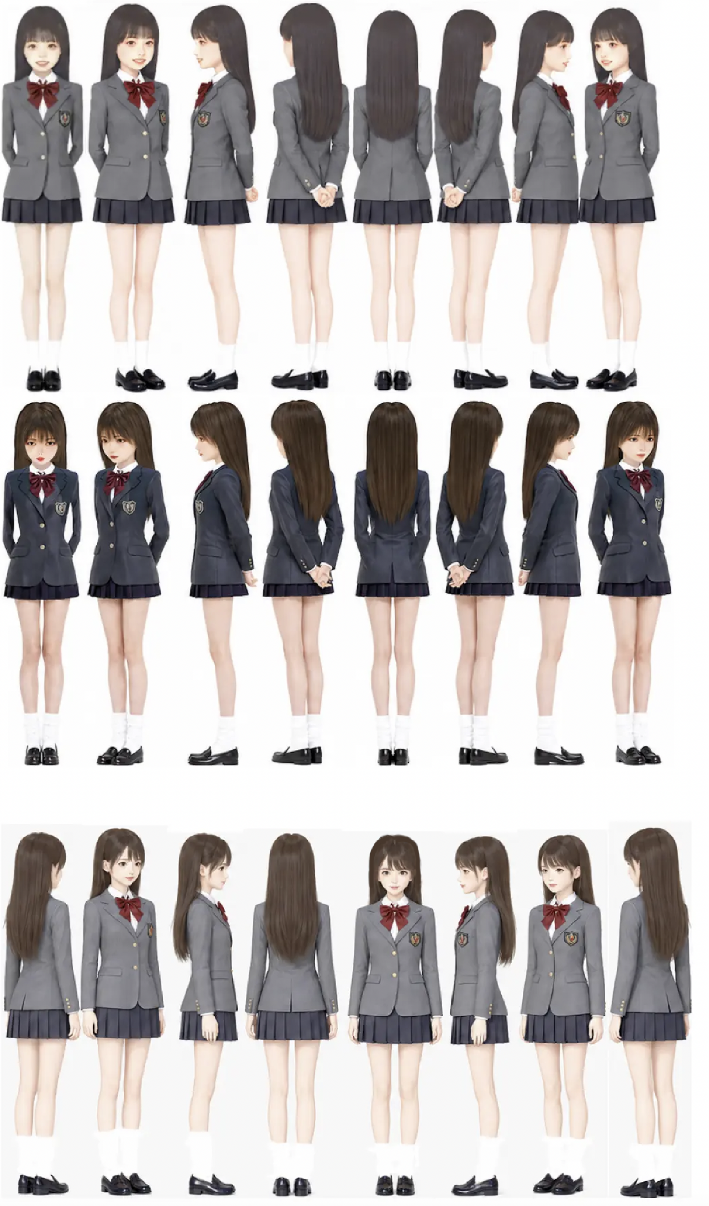 物語ミニスカ美少女M 制服女八方向